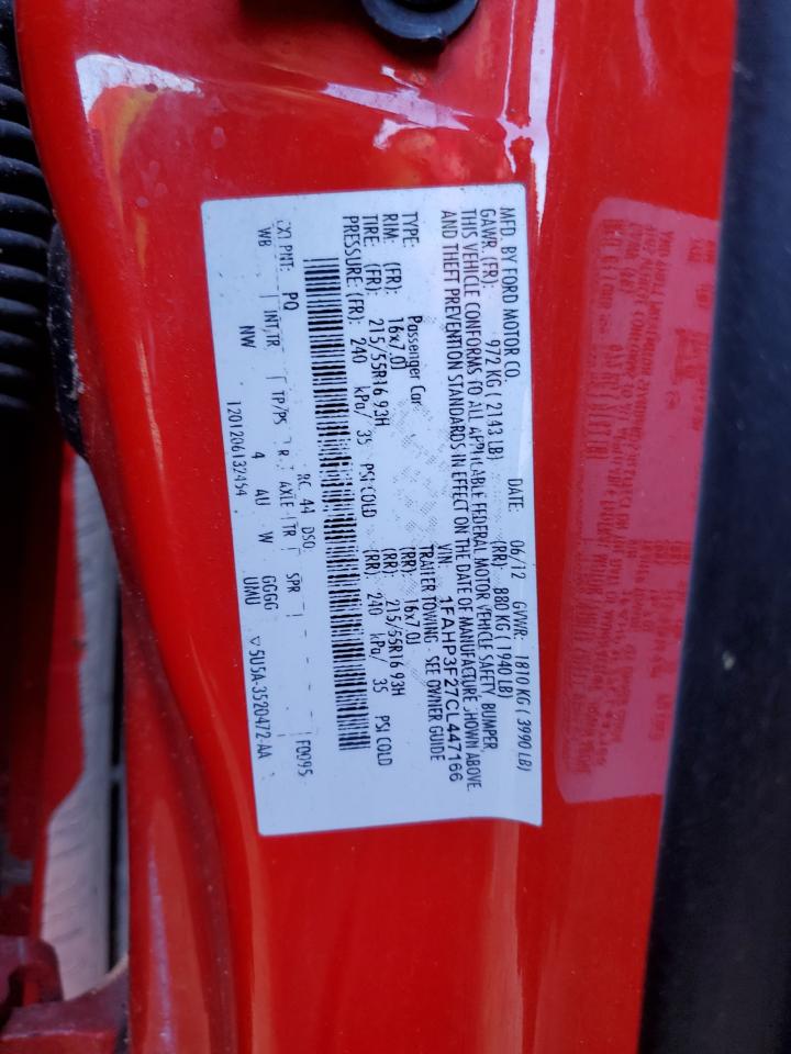 2012 Ford Focus Se VIN: 1FAHP3F27CL447166 Lot: 89537945