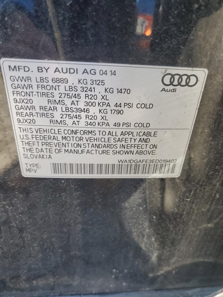 2014 Audi Q7 Prestige VIN: WA1DGAFE3ED019402 Lot: 83768725