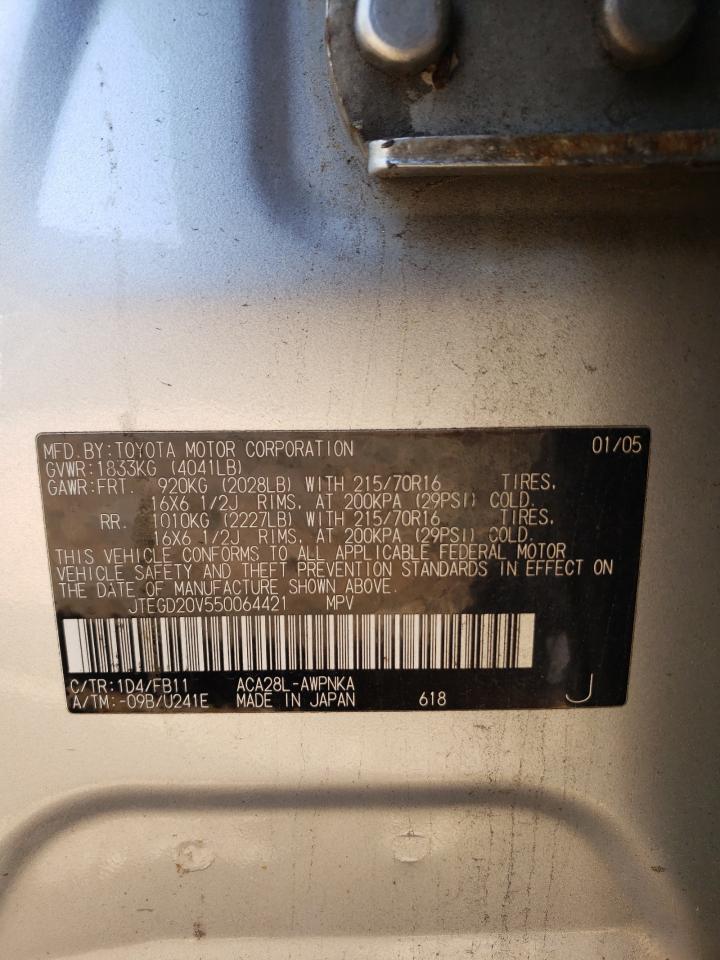 2005 Toyota Rav4 VIN: JTEGD20V550064421 Lot: 85829645