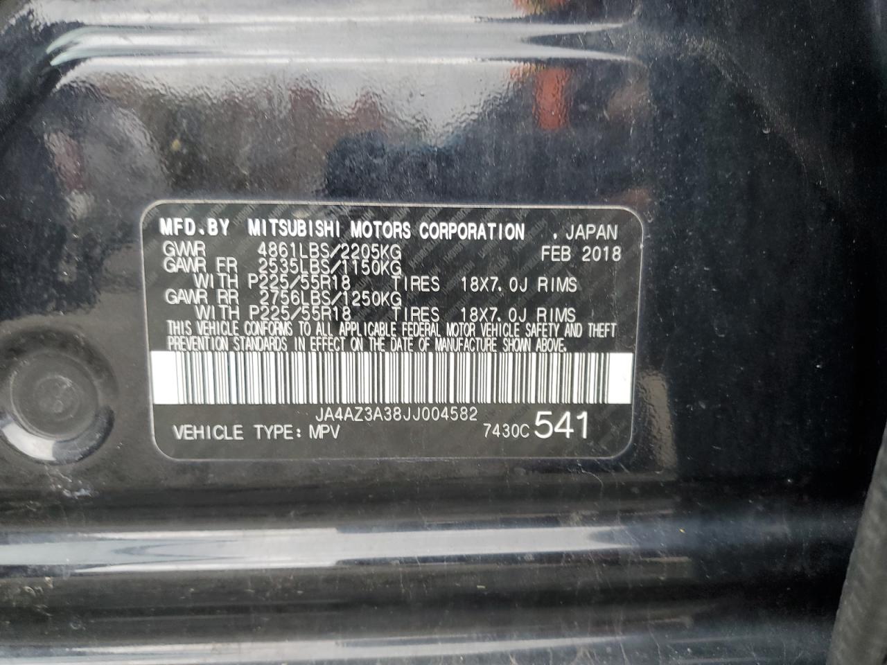 2018 Mitsubishi Outlander Se VIN: JA4AZ3A38JJ004582 Lot: 82646015