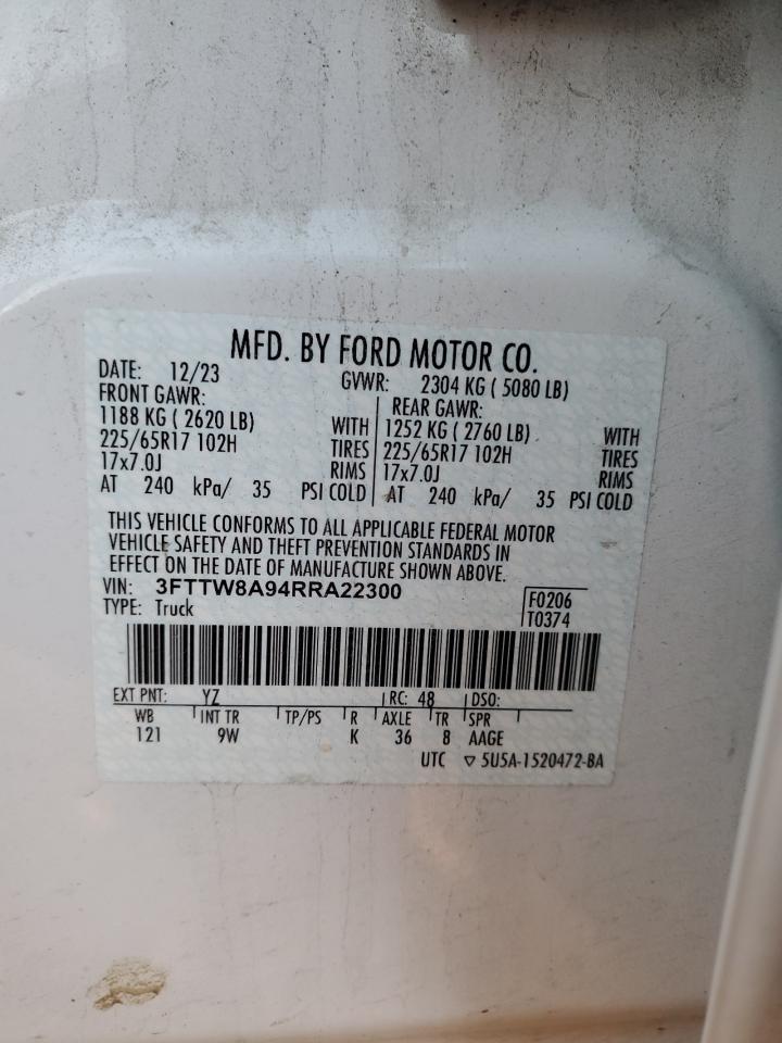 2024 Ford Maverick Xl VIN: 3FTTW8A94RRA22300 Lot: 86620455