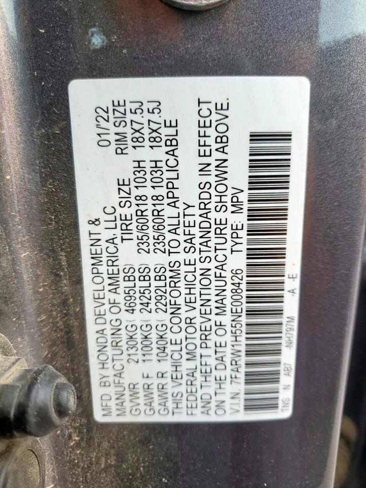 2022 Honda Cr-V Ex VIN: 7FARW1H55NE008426 Lot: 86152075