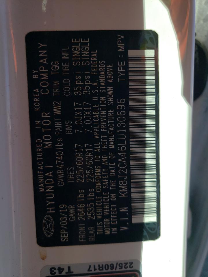 2020 Hyundai Tucson Se VIN: KM8J2CA46LU130696 Lot: 82363815