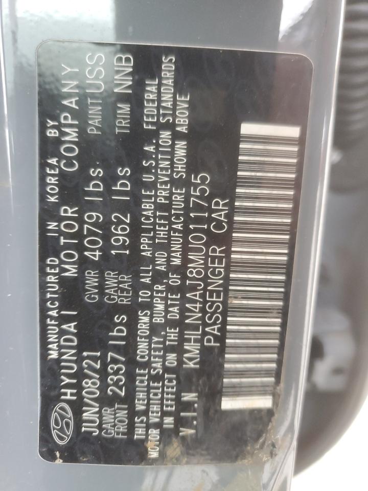 2021 Hyundai Elantra Limited VIN: KMHLN4AJ8MU011755 Lot: 86727345