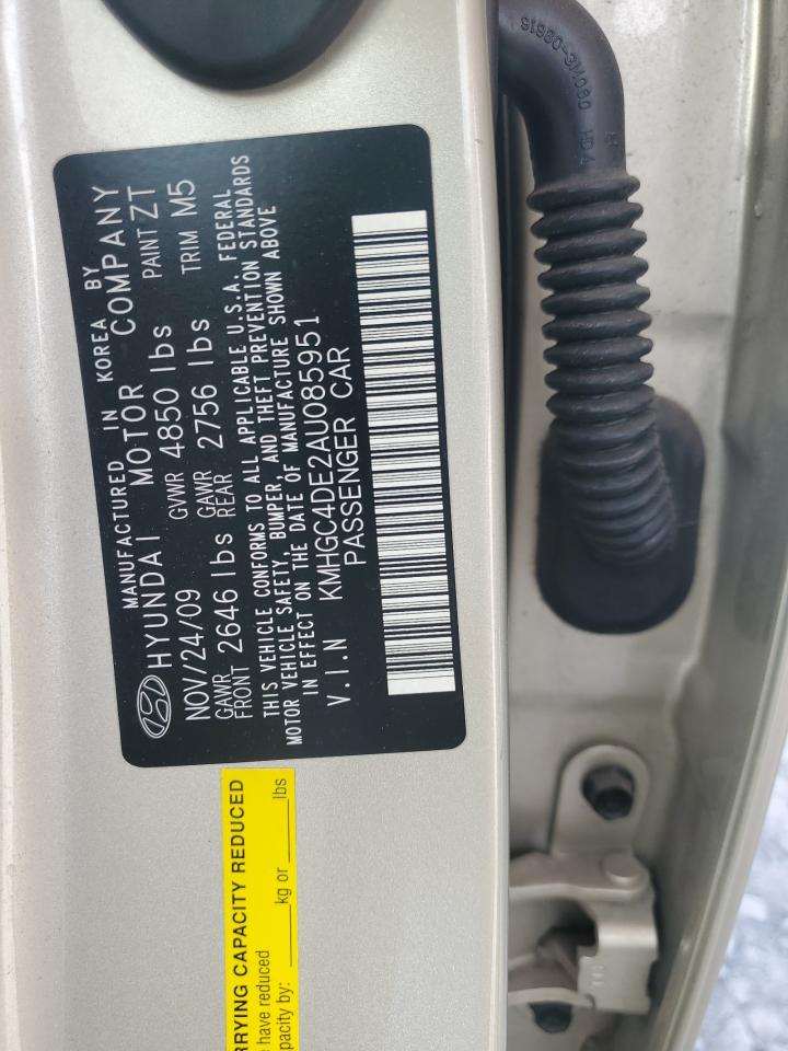 2010 Hyundai Genesis 3.8L VIN: KMHGC4DE2AU085951 Lot: 86224805