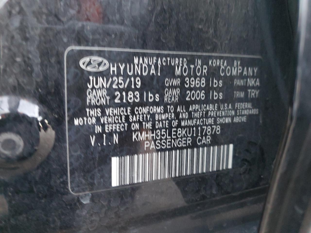 2019 Hyundai Elantra Gt VIN: KMHH35LE8KU117878 Lot: 87116345