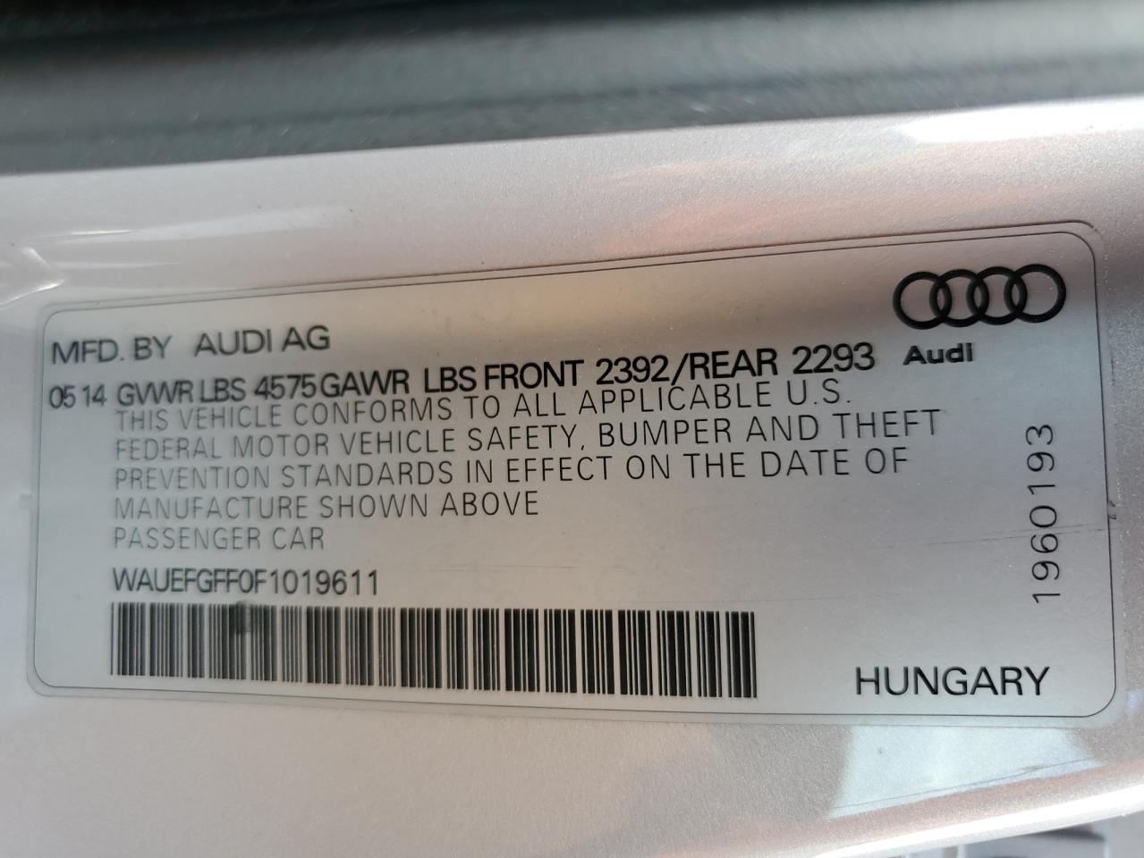 2015 Audi A3 Premium Plus VIN: WAUEFGFF0F1019611 Lot: 85504615