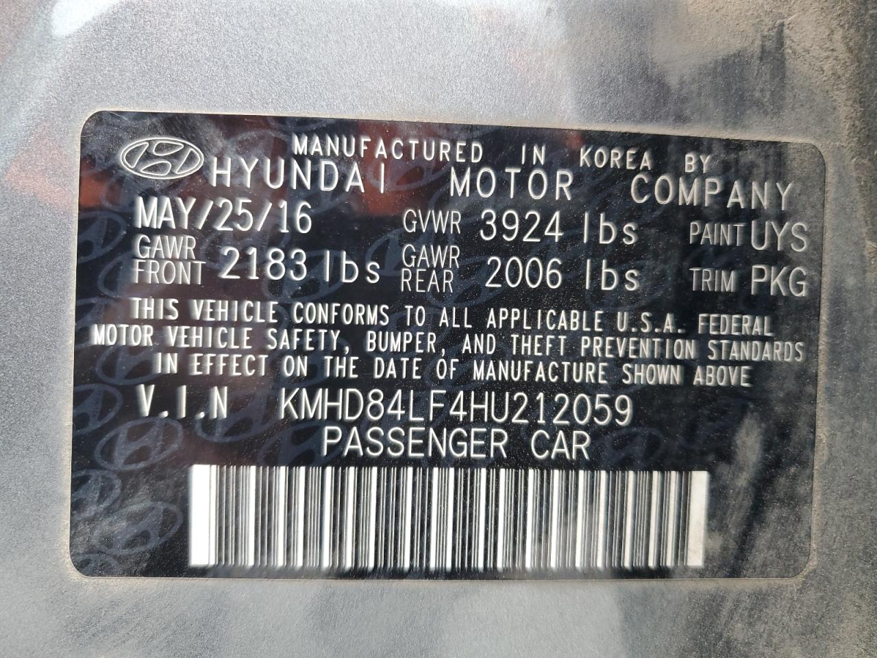 2017 Hyundai Elantra Se VIN: KMHD84LF4HU212059 Lot: 90079965