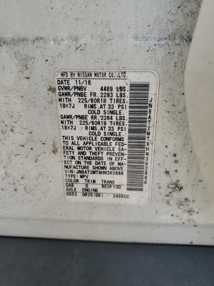 2017 Nissan Rogue S VIN: JN8AT2MT9HW382666 Lot: 84248575