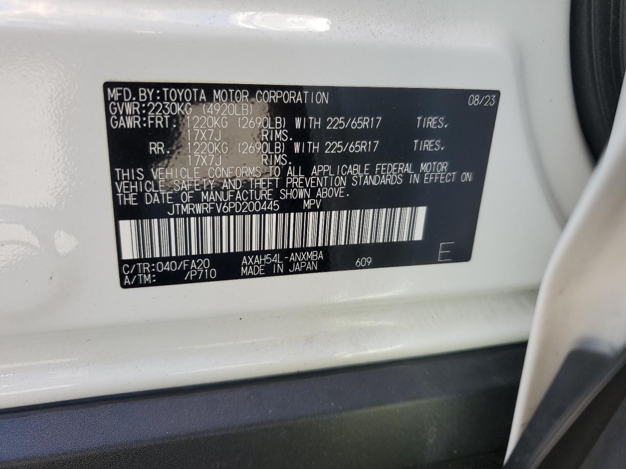 2023 Toyota Rav4 Xle VIN: JTMRWRFV6PD200445 Lot: 84382565