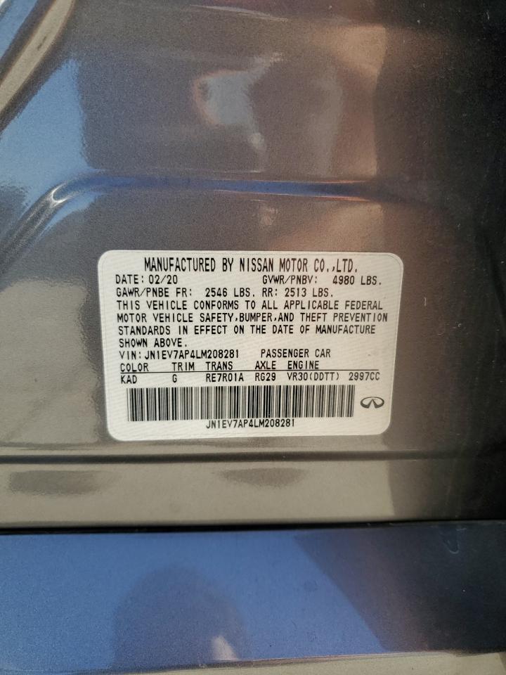 2020 Infiniti Q50 Pure VIN: JN1EV7AP4LM208281 Lot: 90931935