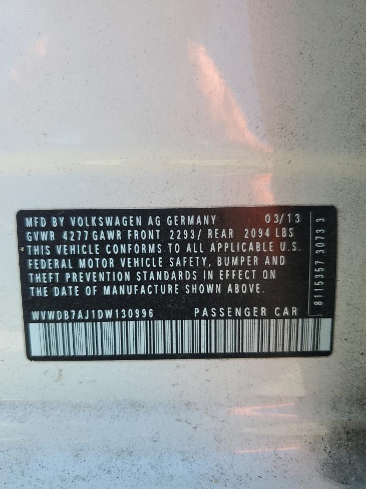 2013 Volkswagen Golf VIN: WVWDB7AJ1DW130996 Lot: 82049625