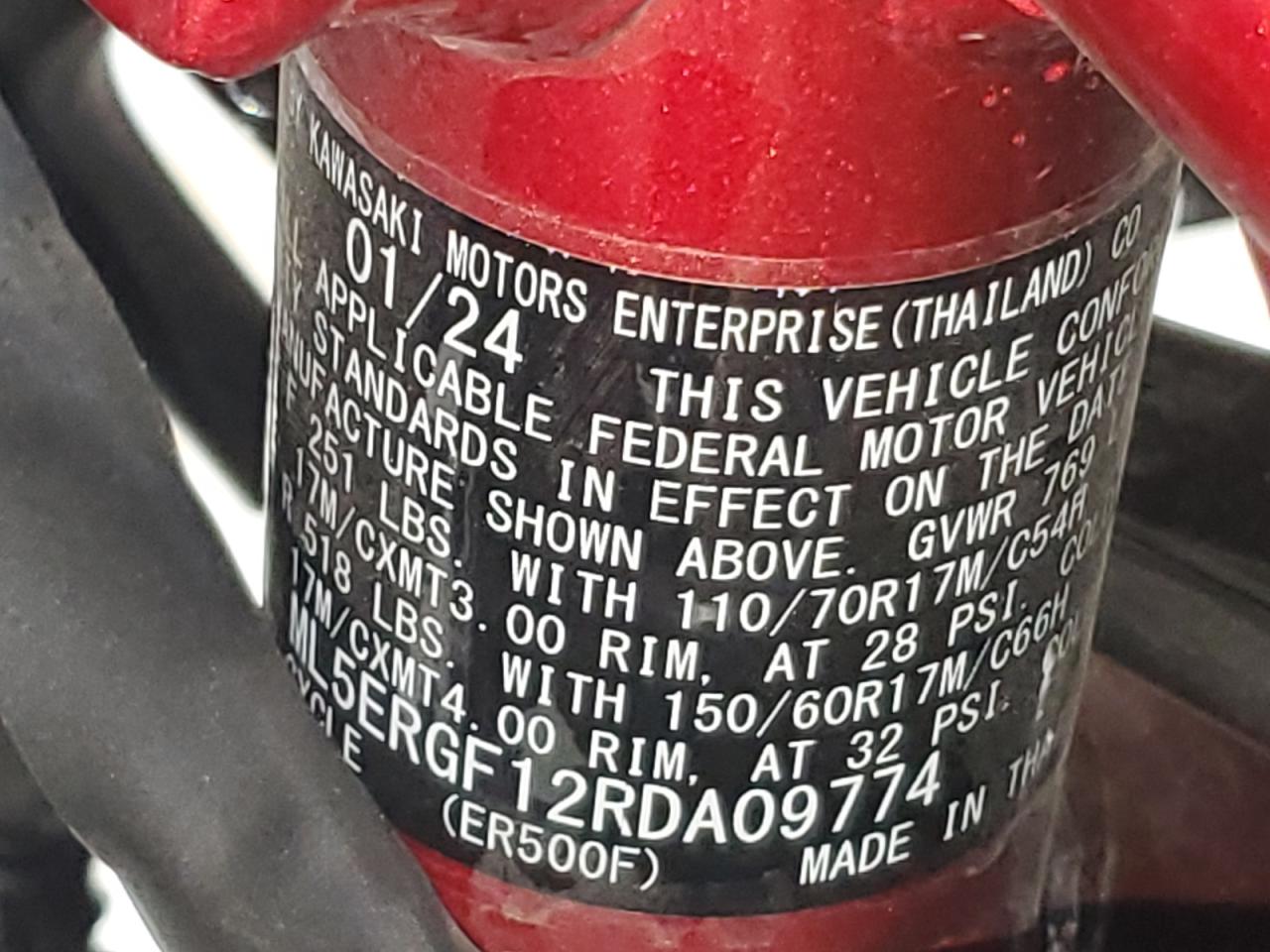 2024 Kawasaki Er500 VIN: ML5ERGF12RDA09774 Lot: 86505425