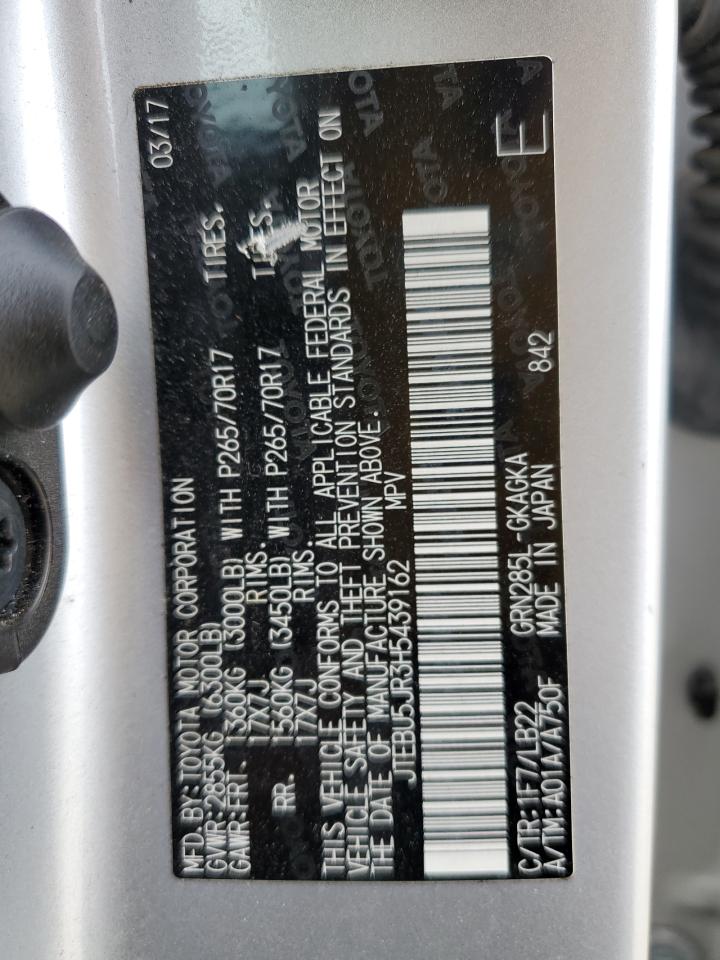 2017 Toyota 4Runner Sr5/Sr5 Premium VIN: JTEBU5JR3H5439162 Lot: 81958405