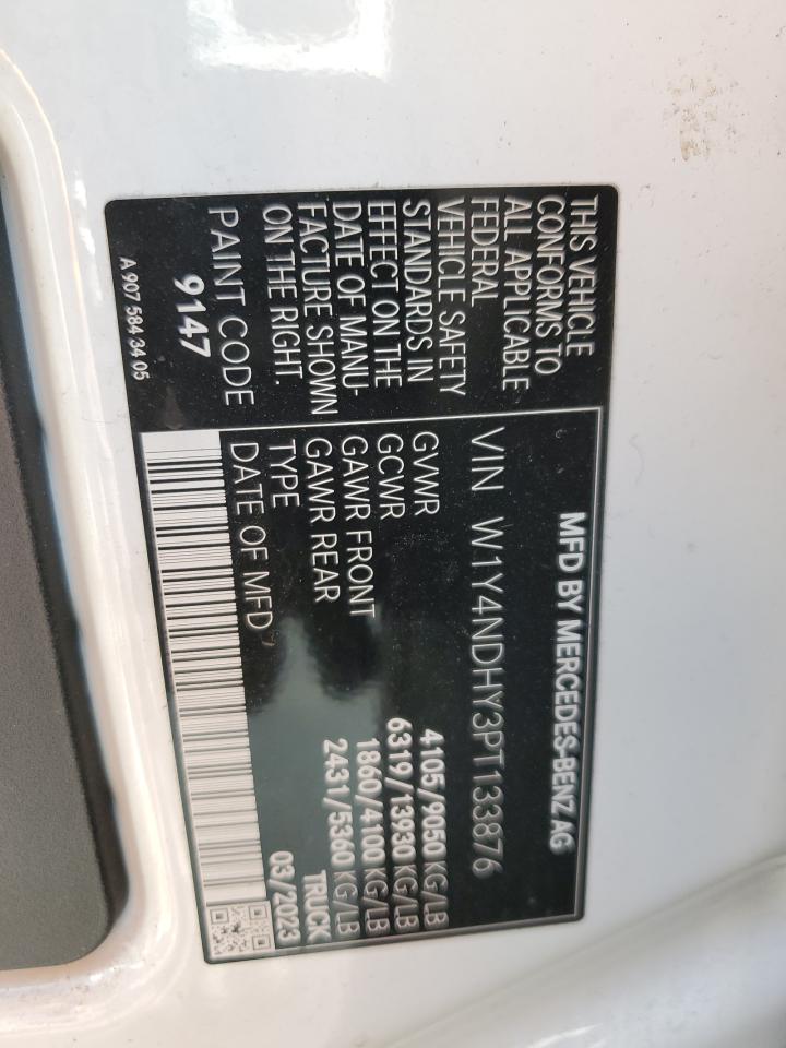 2023 Mercedes Benz Sprinter Delivery Van VIN: W1Y4NDHY3PT133876 Lot: 87123515