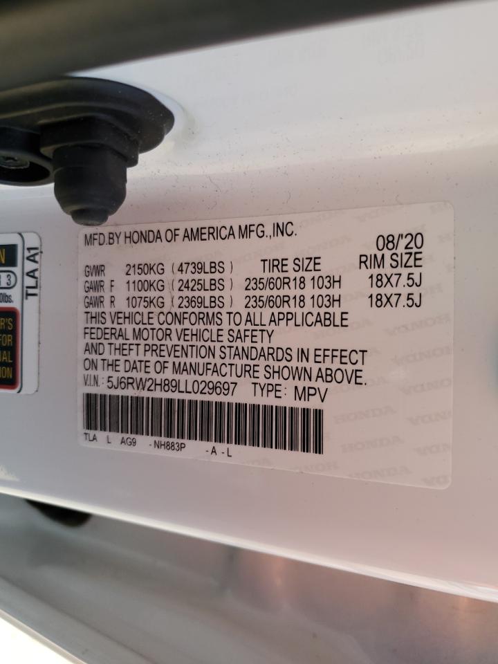 2020 Honda Cr-V Exl VIN: 5J6RW2H89LL029697 Lot: 84073855