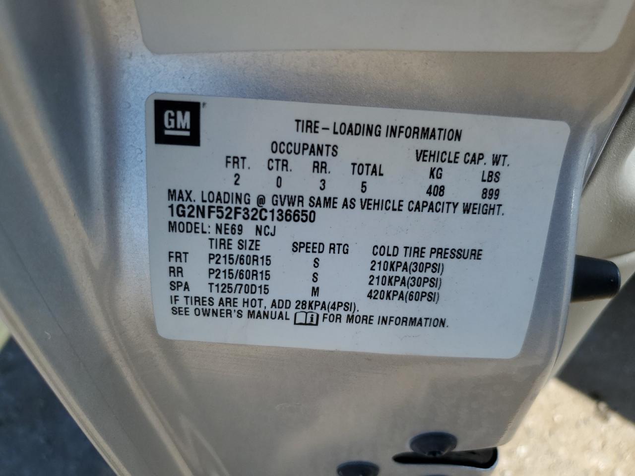 2002 Pontiac Grand Am Se1 VIN: 1G2NF52F32C136650 Lot: 85379845