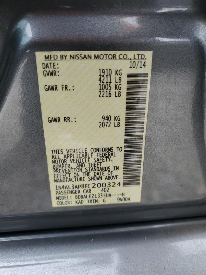 2015 Nissan Altima 2.5 VIN: 1N4AL3AP8FC200324 Lot: 85506895