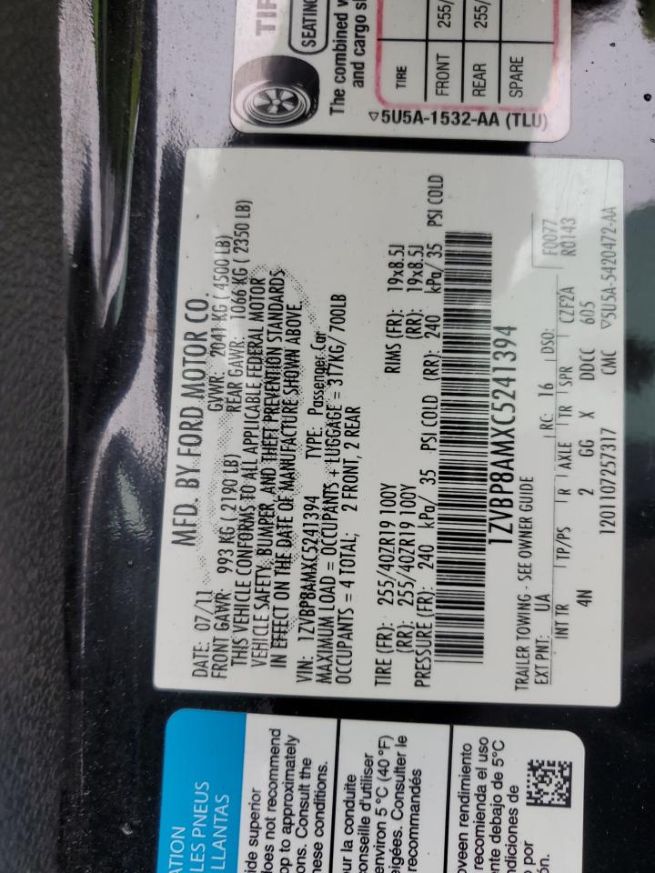 2012 Ford Mustang VIN: 1ZVBP8AMXC5241394 Lot: 90518045