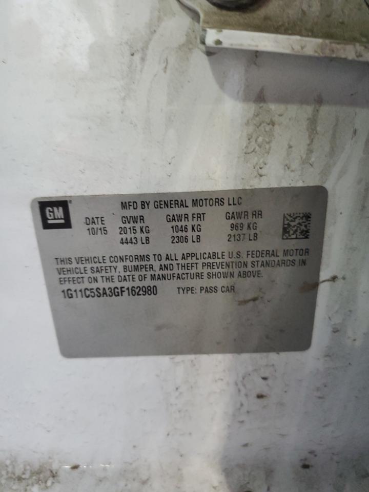 2016 Chevrolet Malibu Limited Lt VIN: 1G11C5SA3GF162980 Lot: 82280665