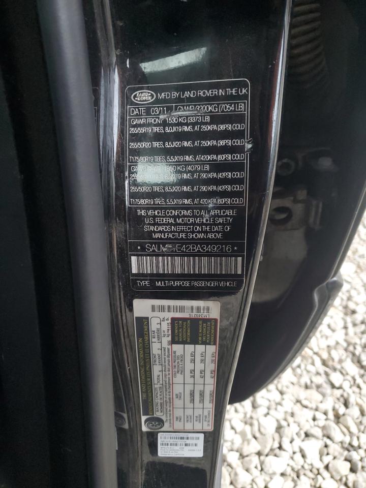 2011 Land Rover Range Rover Hse Luxury VIN: SALMF1E42BA349216 Lot: 86551055