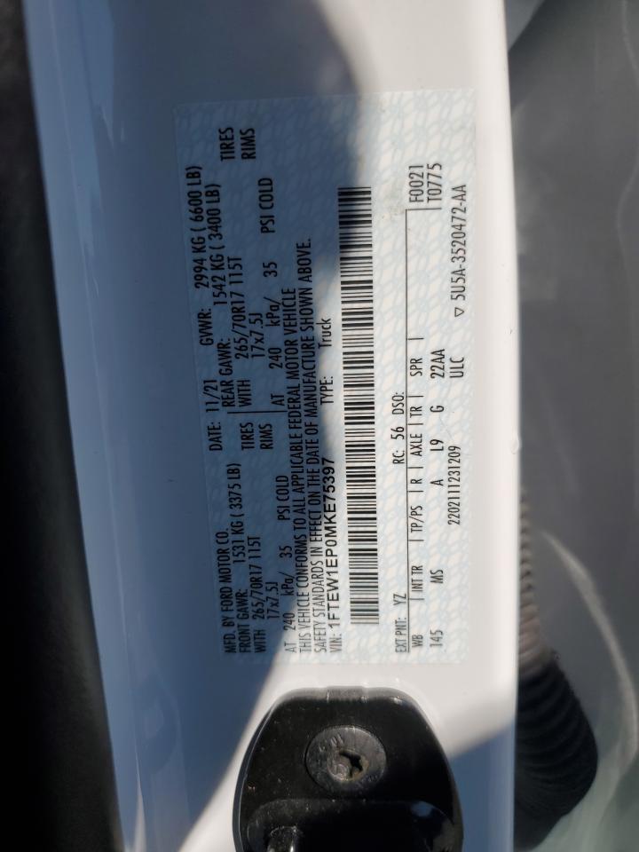 2021 Ford F150 Supercrew VIN: 1FTEW1EP0MKE75397 Lot: 90636975