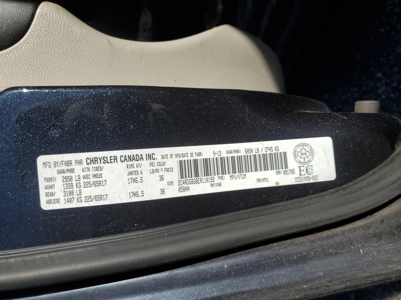 2014 Dodge Grand Caravan Se VIN: 2C4RDGBG8ER110192 Lot: 85344565