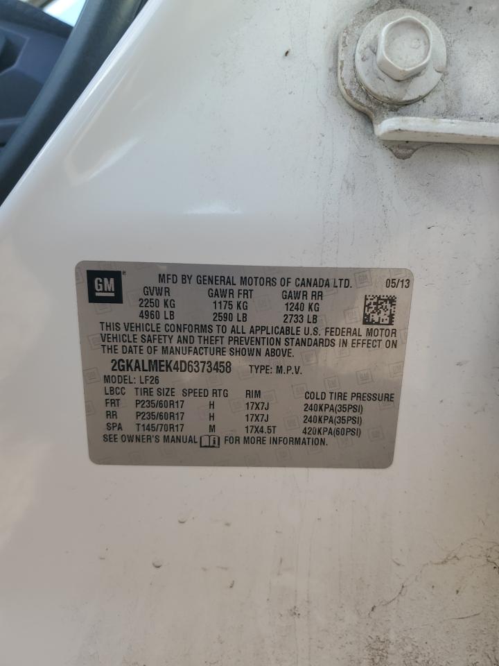 2013 GMC Terrain Sle VIN: 2GKALMEK4D6373458 Lot: 85867055