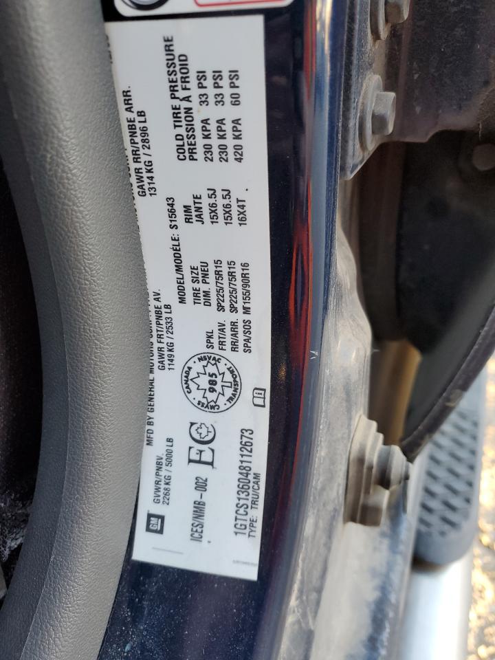 2004 GMC Canyon VIN: 1GTCS136048112673 Lot: 85673585