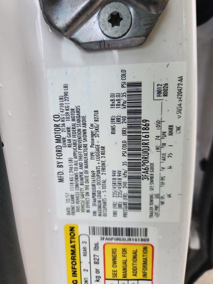 2018 Ford Fusion Titanium/Platinum Hev VIN: 3FA6P0RU0JR161869 Lot: 85861615