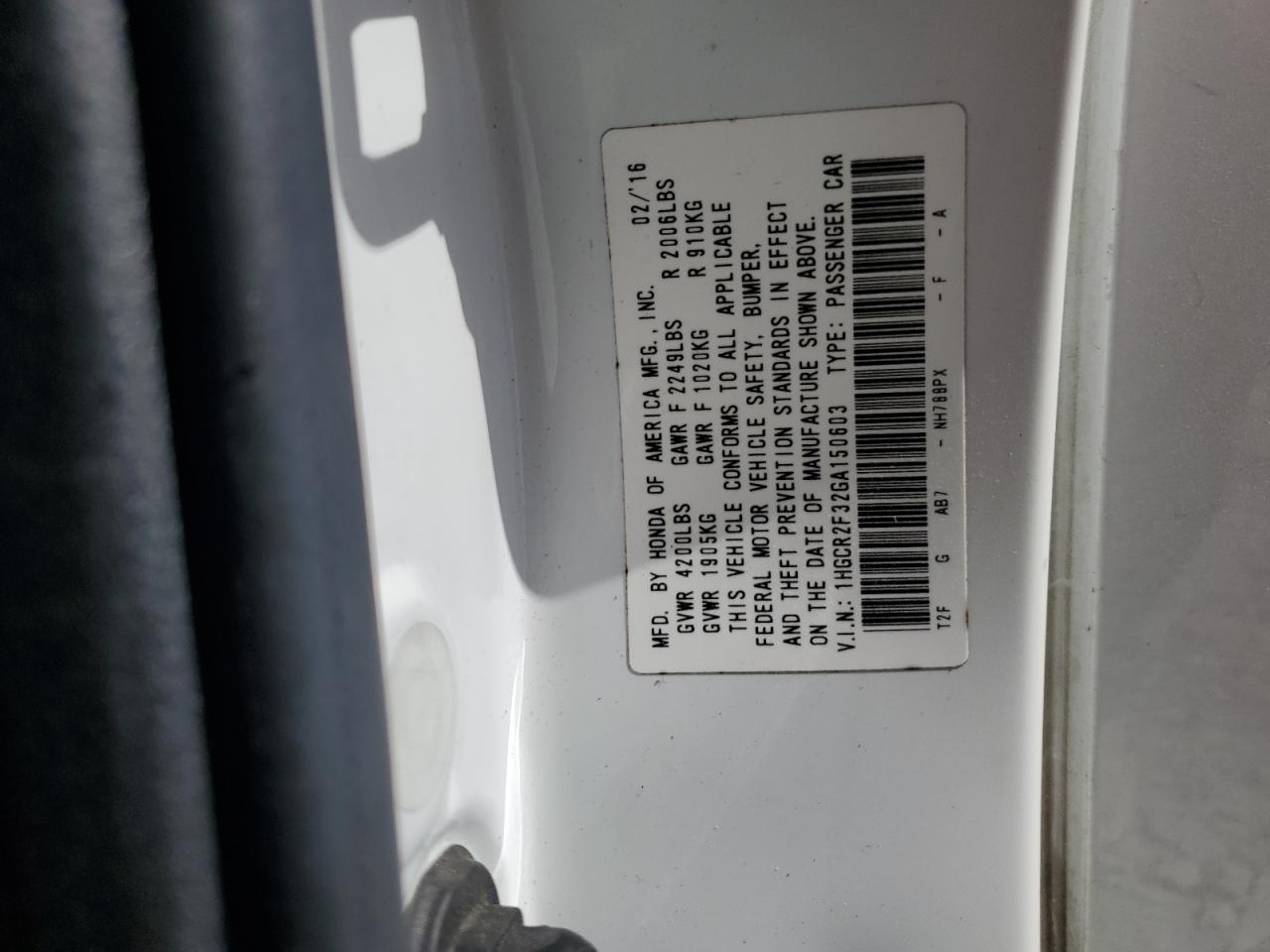 2016 Honda Accord Lx VIN: 1HGCR2F32GA150603 Lot: 86173685