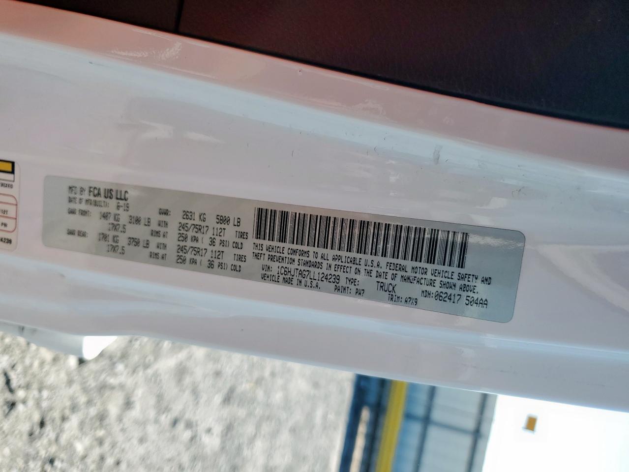 2020 Jeep Gladiator Sport VIN: 1C6HJTAG7LL124239 Lot: 90625215