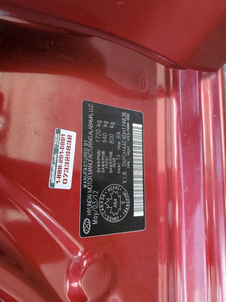 2013 Hyundai Elantra Gls VIN: 5NPDH4AE4DH174836 Lot: 85857645