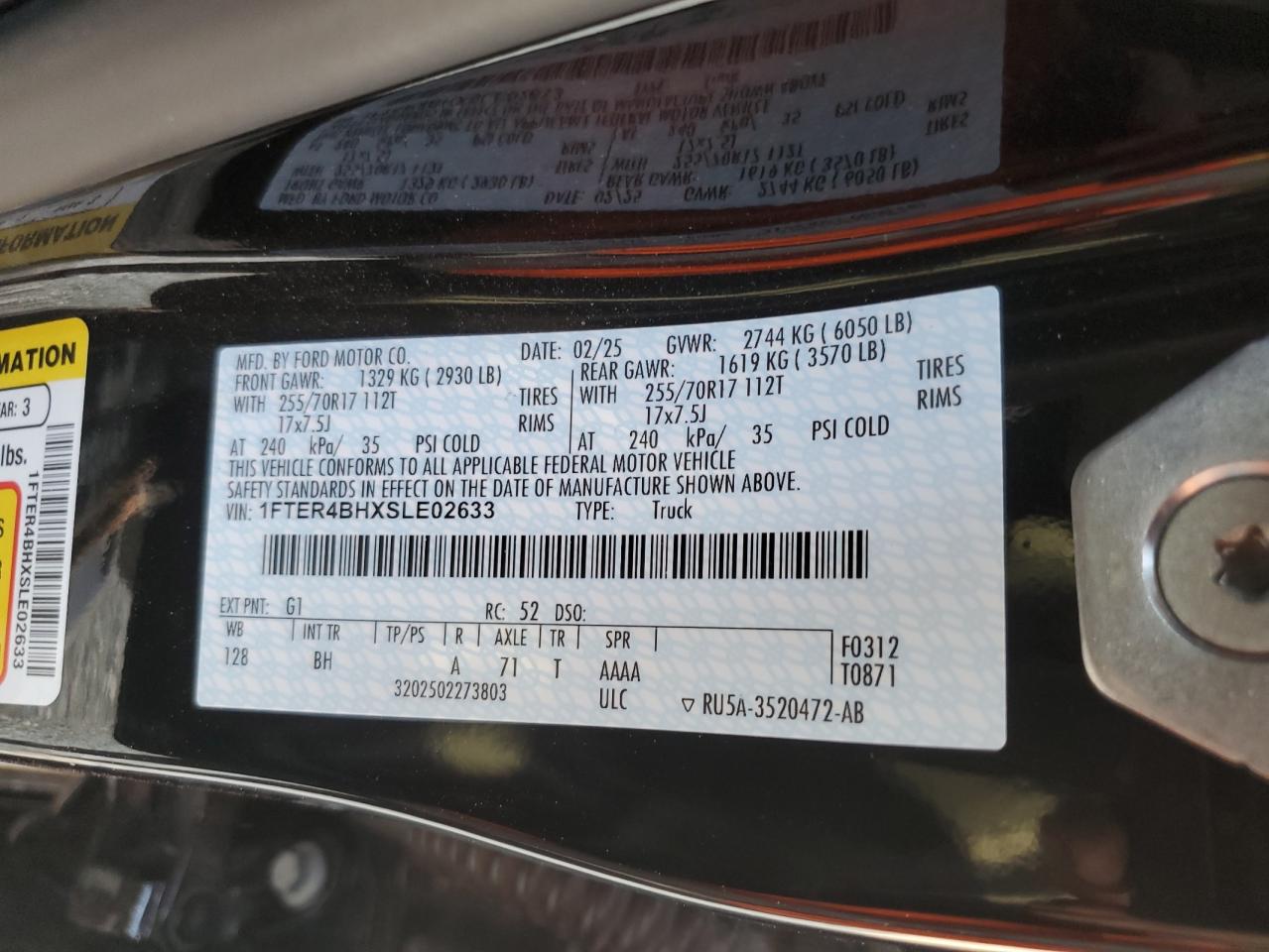 2025 Ford Ranger Xl VIN: 1FTER4BHXSLE02633 Lot: 82680575