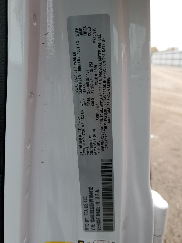 2022 Jeep Wrangler Unlimited Sahara VIN: 1C4HJXEG0NW104412 Lot: 90527905