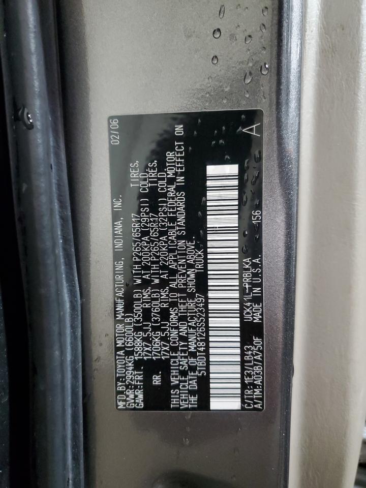 2006 Toyota Tundra Double Cab Limited VIN: 5TBDT48126S523497 Lot: 85093635