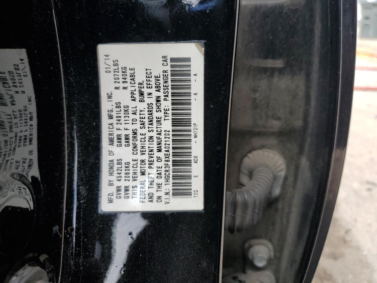 2014 Honda Accord Exl VIN: 1HGCR3F8XEA021202 Lot: 84069595