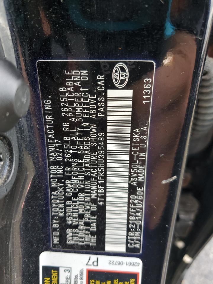 2017 Toyota Camry Le VIN: 4T1BF1FK5HU395489 Lot: 86841735