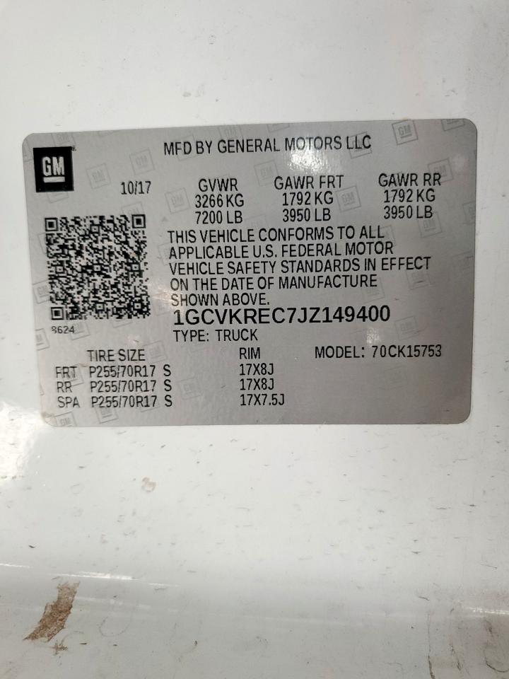 2018 Chevrolet Silverado K1500 Lt VIN: 1GCVKREC7JZ149400 Lot: 81949905