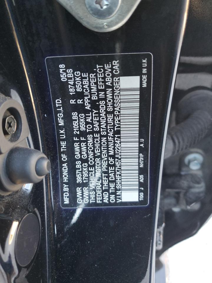 2018 Honda Civic Ex VIN: SHHFK7H57JU226471 Lot: 86775825