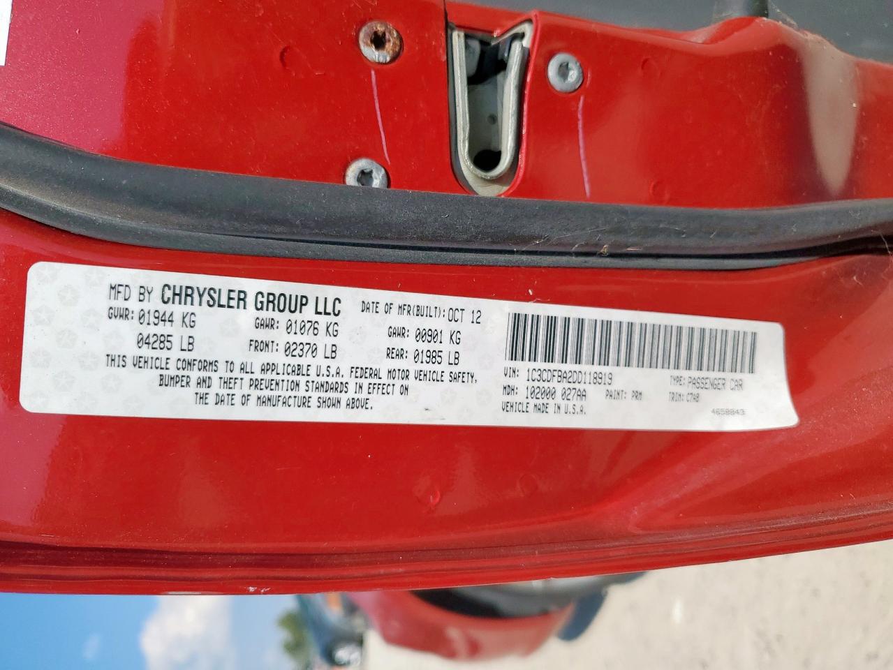 2013 Dodge Dart Sxt VIN: 1C3CDFBA2DD118919 Lot: 84646285