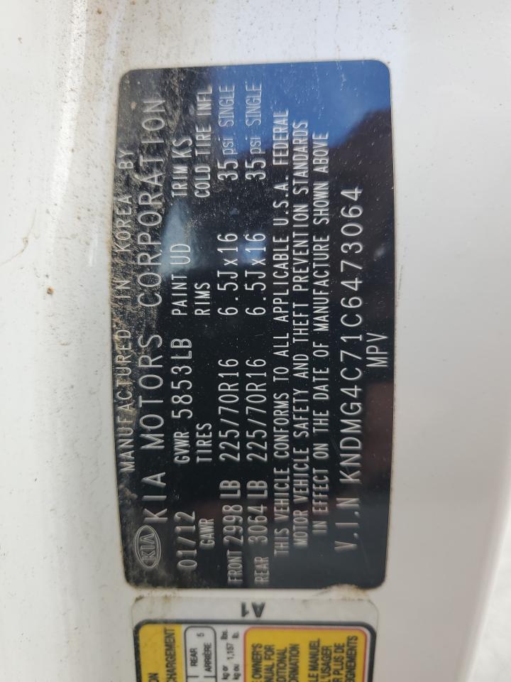 2012 Kia Sedona Lx VIN: KNDMG4C71C6473064 Lot: 86516985