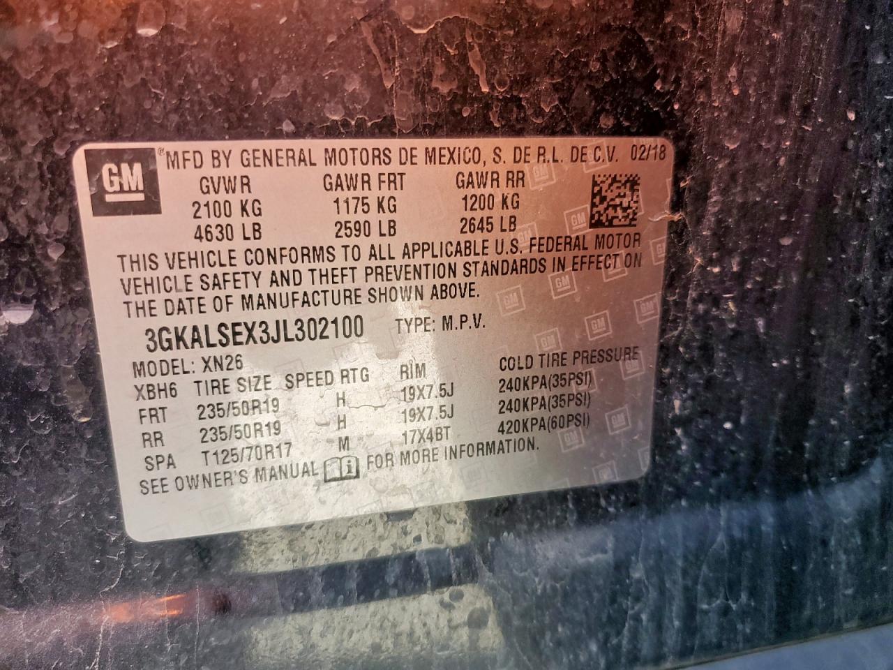 2018 GMC Terrain Denali VIN: 3GKALSEX3JL302100 Lot: 90482155