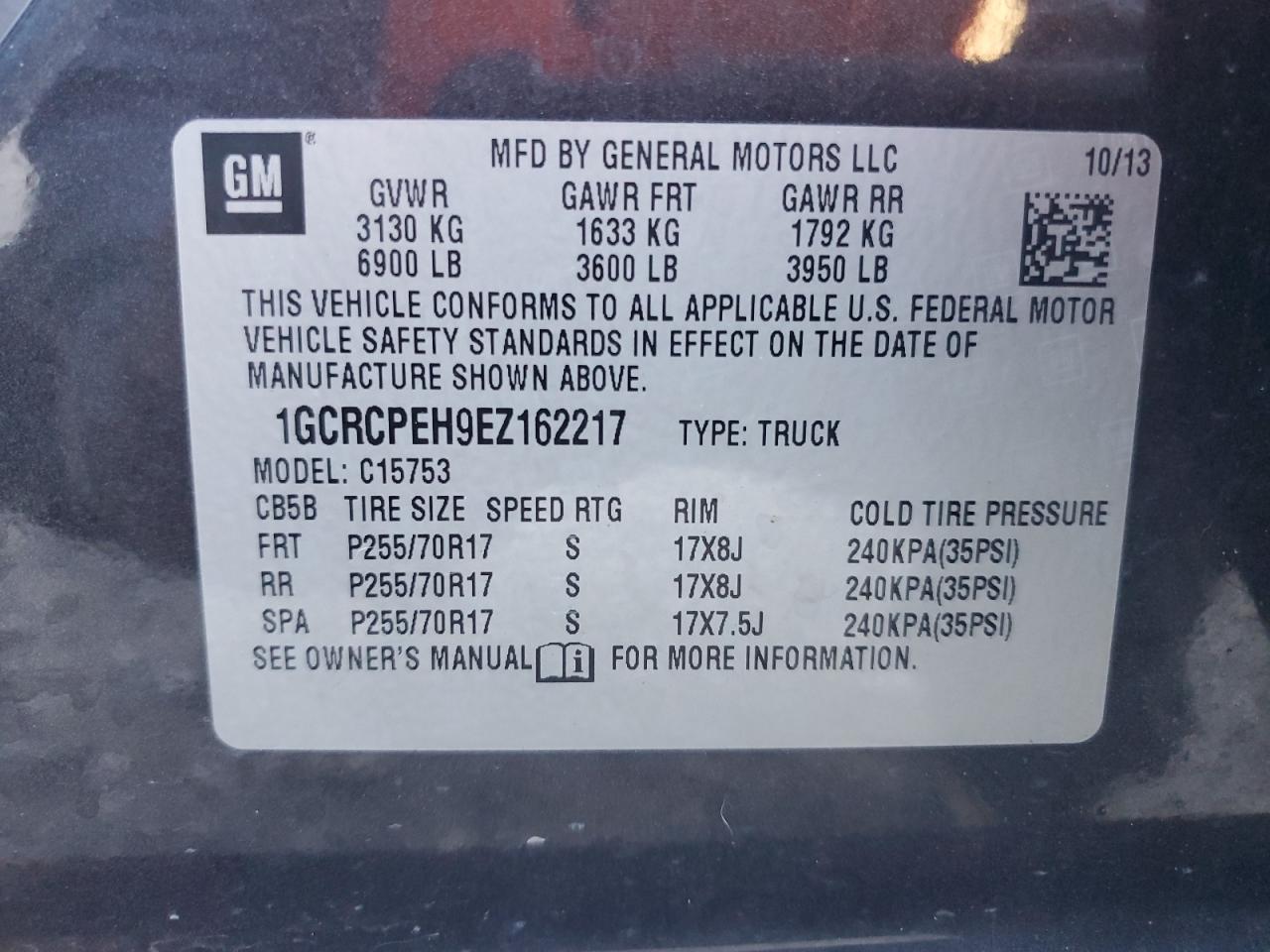 2014 Chevrolet Silverado C1500 VIN: 1GCRCPEH9EZ162217 Lot: 84883005