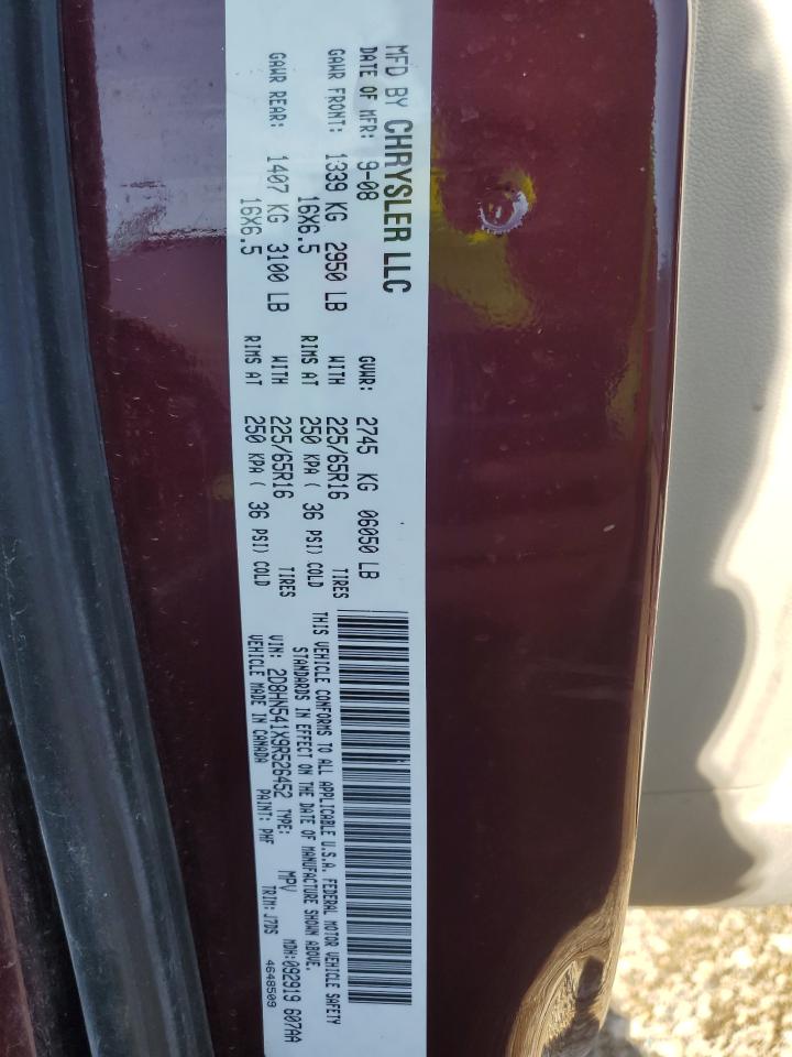 2009 Dodge Grand Caravan Sxt VIN: 2D8HN541X9R526452 Lot: 90501885