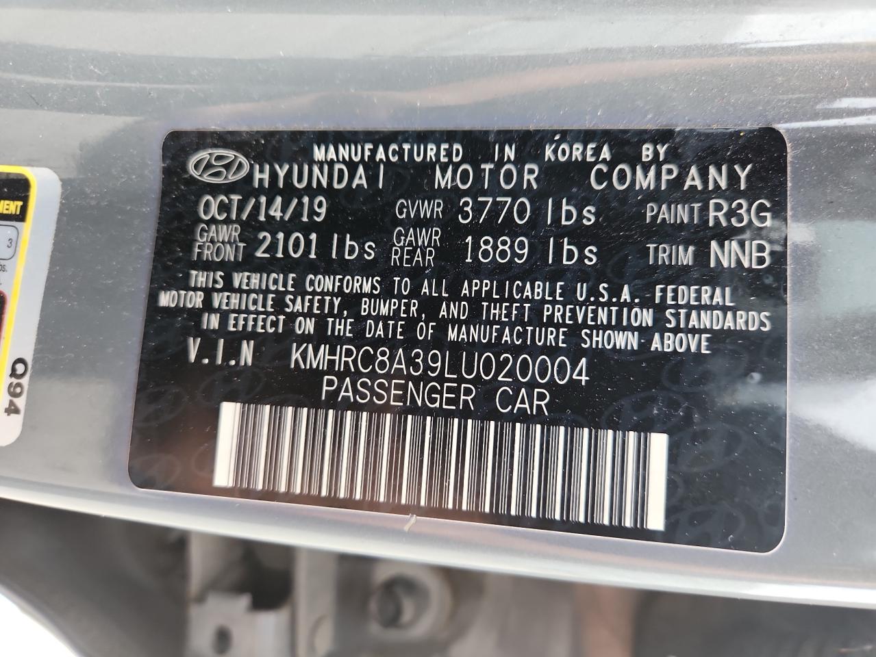 2020 Hyundai Venue Sel VIN: KMHRC8A39LU020004 Lot: 85736025