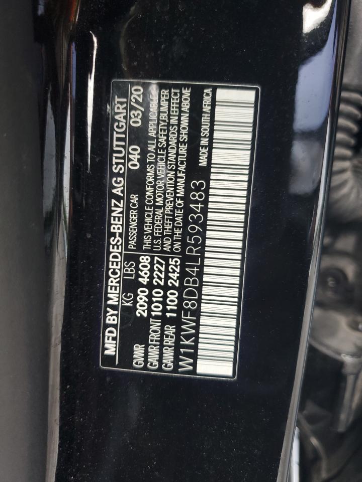 2020 Mercedes-Benz C 300 VIN: W1KWF8DB4LR593483 Lot: 85870685