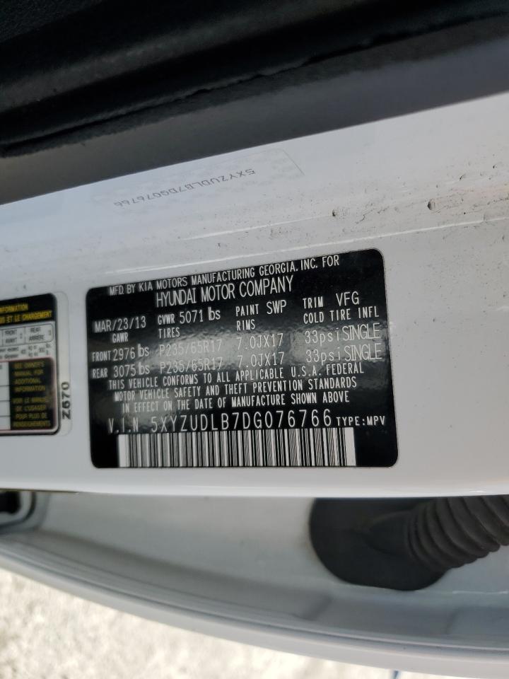 2013 Hyundai Santa Fe Sport VIN: 5XYZUDLB7DG076766 Lot: 85505135