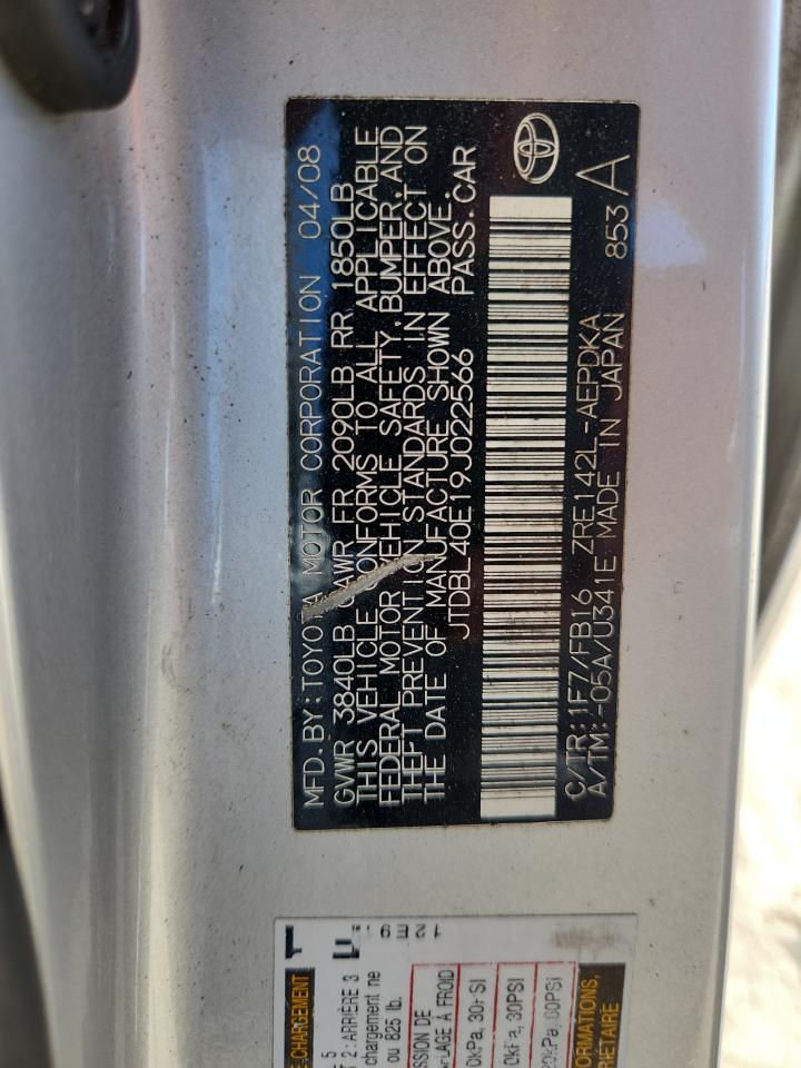 2009 Toyota Corolla Base VIN: JTDBL40E19J022566 Lot: 84774835