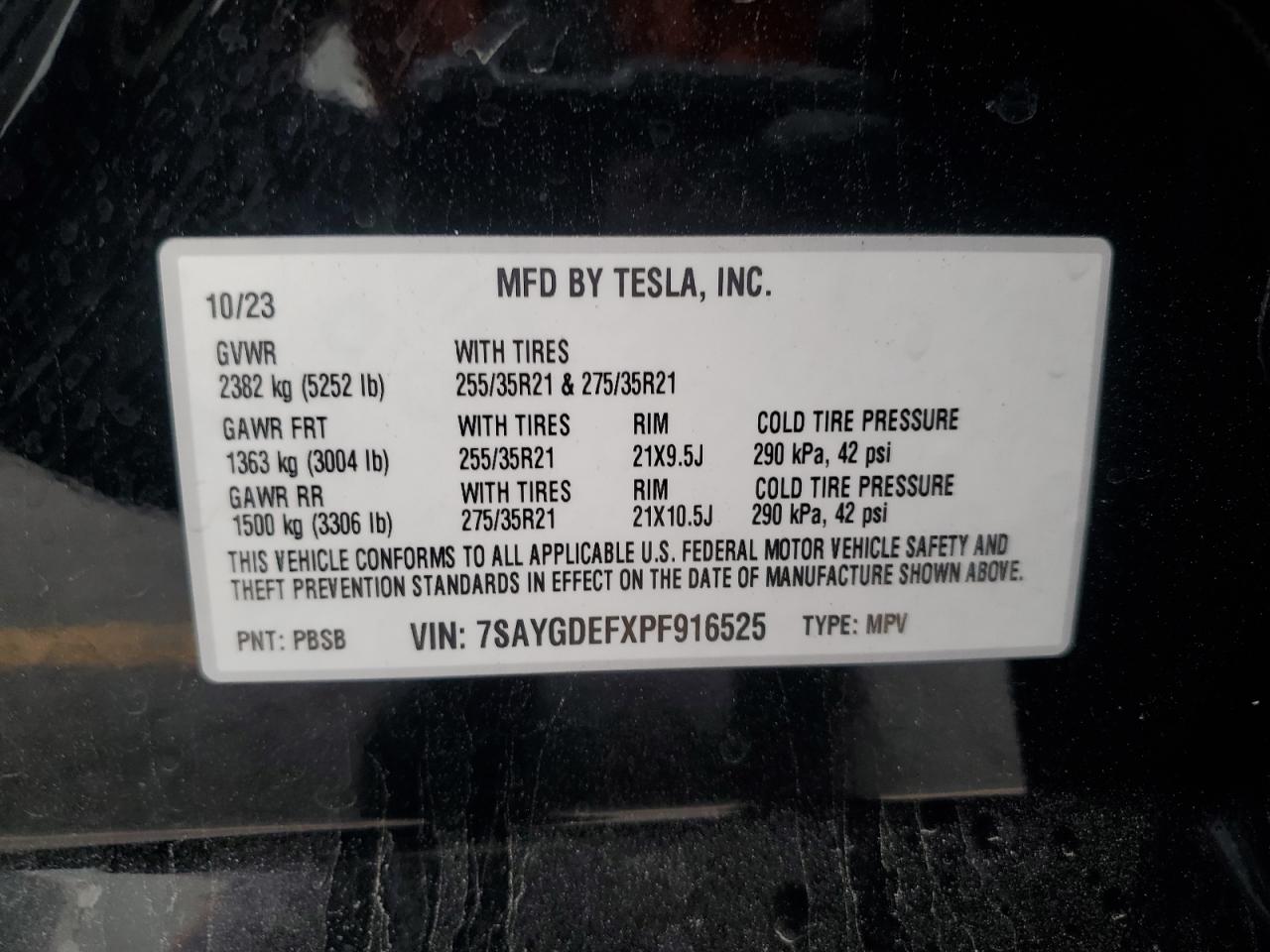 2023 Tesla Model Y VIN: 7SAYGDEFXPF916525 Lot: 85742665